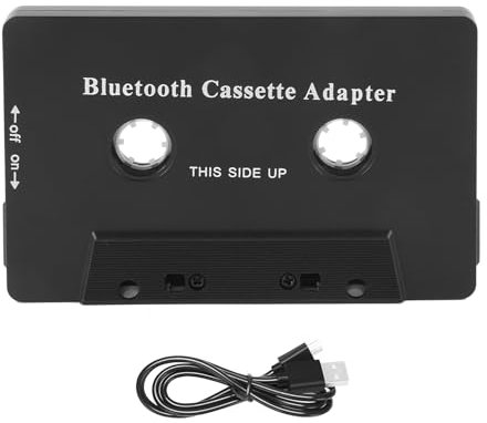 Huudngeje Universal Cassette Bluetooth 5.0 Audio Car Tape Aux Adaptador EstéReo con MicróFono para TeléFono MP3 AUX Cable Reproductor de CD