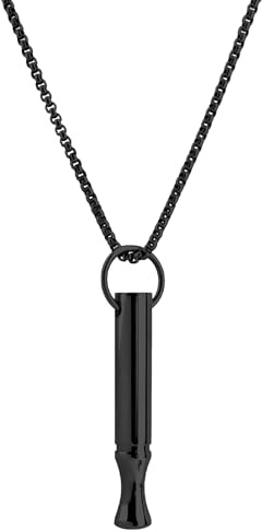 Mikovivi Mindful Breathing Necklace, Titanium Steel Quit Smoking Anxiety Relief Whistle Meditation Chain Breathlink Stop Anti Smoking Breathe Easy Less Stress Pendant Breathlace for Women Men