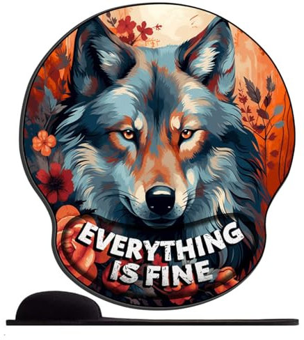 SENDJJ Mauspad mit Gelkissen 25,5 x 23 cm, Mauspad mit Handballenauflage für Computer/PC, Handgelenk Entlastung, Vorbeugung Sehnscheidenentzündung-Geheimnisvoller schwarzer Wolf im Gothic-Stil (8)