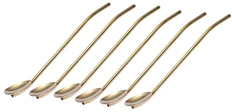 Mikinona 6 Cucharas De Acero Inoxidable Con Pajita De Metal Para Beber Reutilizable