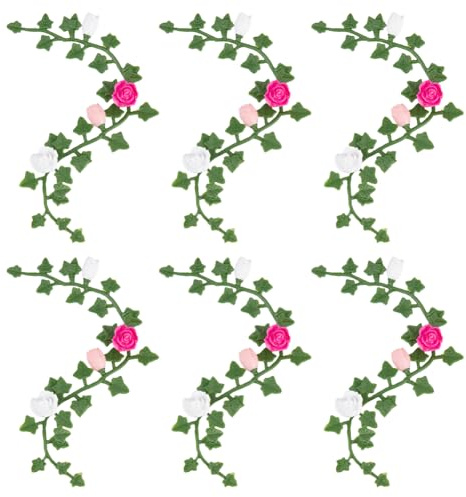 PH PandaHall 6pcs Fleurs Artificielles Vignes Miniature Faux Herbe Touffes de Fleurs Printemps Floral Paysage Simulation Ornement Paysage Fleur Rotin pour Mini Maison Micro Paysage Jardin Décoration