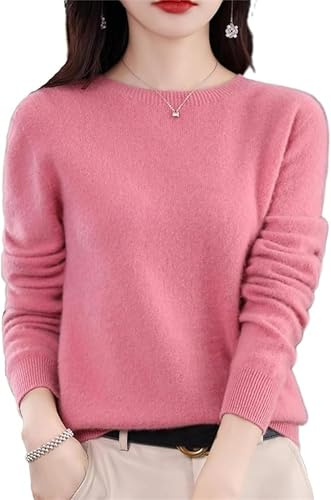 Kaschmir-Pullover für Damen, Rollkragenpullover, Rundhalsausschnitt, langärmelig, weich, solide Strickpullover