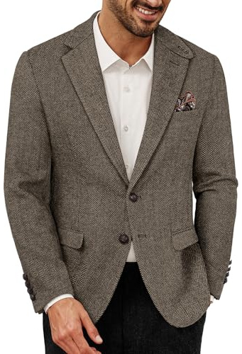 PJ Paul Jones Sakko Herrkavaj, vintage, ullblandning, tweed, blazer, normal passform | Kostymjackor för män 2 knappar elegant fritid sportig jacka