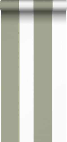 Sanders & Sanders Tapete Streifen Olivgrün und Weiß 53 cm x 10.05 m