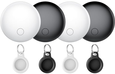 Smart Air Traceur Tag Lot de 4, Compatible avec Apple Localiser (iOS Uniquement), Air Localisateurs Tags pour Valises Portefeuilles Clés Sacs, 100dB Bip, Suivi Mondial, IP68, Batterie Remplaçable
