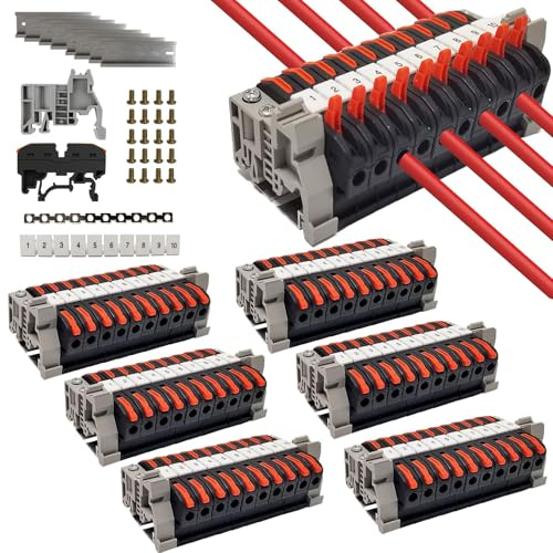 60 Pezzi Morsetti Elettrici Rapid Kit, Morsettiera Elettrica Guida DIN, Morsetti per Cavi 0.08-4mm² PCT-211, Compact Connettori Elettrici Rapid, per Distribuzione e la Conversione dei Circuiti, Nero