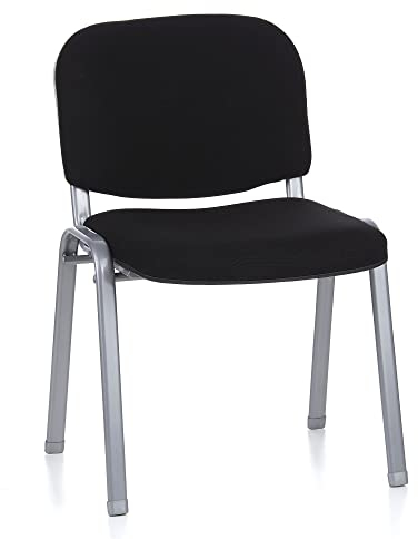 hjh OFFICE 704100 Besucherstuhl XT 600 Stoff Schwarz/Silber Konferenzstuhl gepolstert, stapelbar