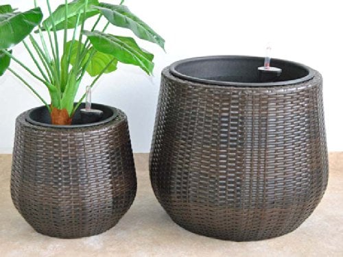 Elegant Einrichten Pflanzkübel Polyrattan D35xH32cm Coffee braun