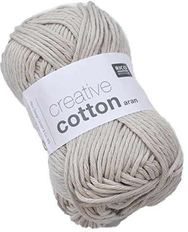 Rico Design Creative Cotton aran 50 g ca. 85 m Wolle Wollschnur Häkelwolle Häkeln Basteln Knäuel Silbergrau