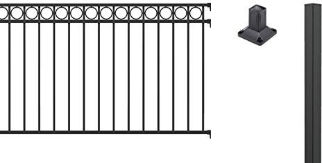 Alberts 509491 Zaunkomplettset Circle, zum Aufschrauben | verschiedene Längen und Höhen - wahlweise in verschiedenen Farben | matt-schwarz | Höhe 120 cm | Länge 10 m