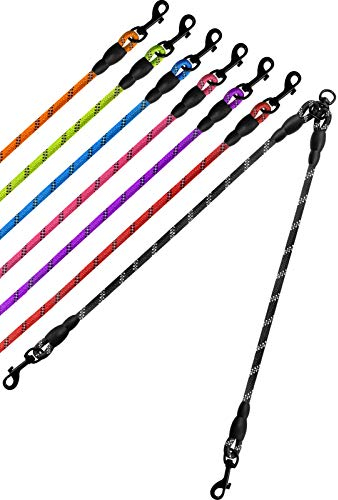 Taglory Doppelte Leinen/Hundeleine Doppelleine für 2 Hunde/Keine Verwicklung Reflektierend Kletterseil/Verstellbar Splitterleinen/SCHWARZ