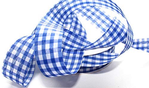 CaPiSo 25m Karoband 40mm Großes Karo Vichy Geschenkband Landhaus Schleifenband Vichykaro Dekoband (Dunkelblau)