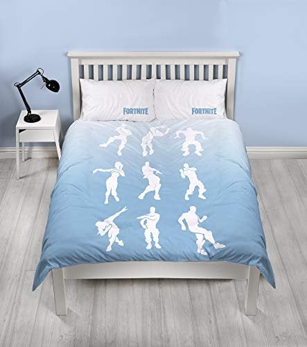 Official Fortnite Double Duvet Cover Shuffle Design | Reversible Two Sided Fortnite Battle Royale Bedding Duvet Cover With Matching Pillow Case, Blue