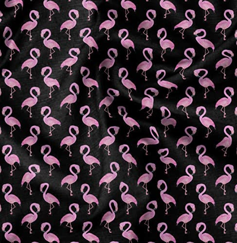 Soimoi Schwarz Baumwoll-Popeline Stoff Flamingo Vogel Drucken Nahen Stoff 1 Meter 42 Zoll breit
