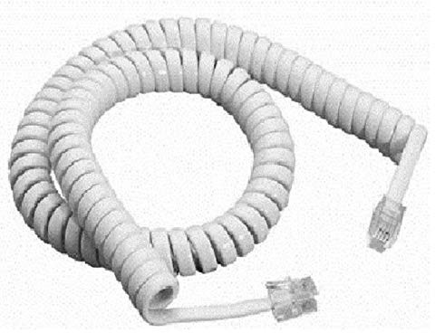 K M Electronics® Telephone Phone Curly Coiled HANDSET Lead Cable Cord Wire RJ10 Plug White 2M