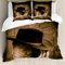 ABAKUHAUS Western Bettbezugs Set Für Doppelbetten, Wilder Cowboyhut Holz, Milbensicher Allergiker geeignet mit Kissenbezügen, Braun