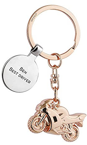 Amikado - Porte-clés Moto gravée avec Un prénom, Un nom ou Un Message (Metal Cuivré) Porte Clef personnalisable - Idée Cadeau Personnalisé Message - Idée Cadeau Fête des Peres