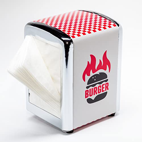 Home-Flair Premium Serviettenspender I Diner Serviettenhalter I inkl. 60 Servietten (Burger)