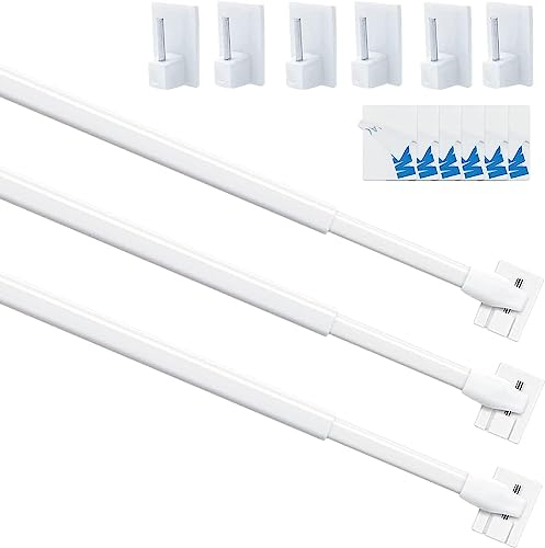 3 aste per tende da bistrò, allungabili, con gancio autoadesivo per finestre, cucina, progetti fai da te, 50-80 cm