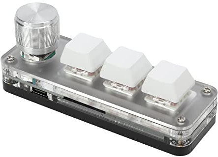 One Handed Gaming Keyboard Mini 3 Key Keypad Mechanical White Gaming Keyboard Programmable One Handed for Office Games Music Industrial Control
