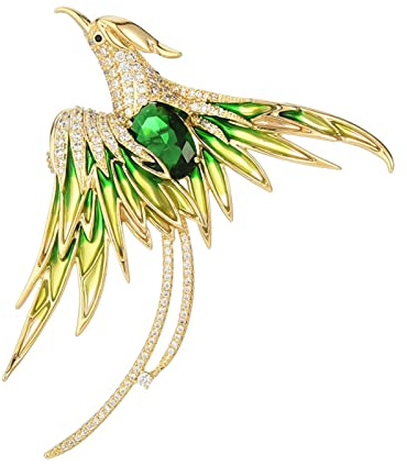 KhuWan Cristal Phoenix Oiseau Broches pour Femmes Hommes 5 Couleurs émail vol beauté Oiseau fête Bureau Broche Broche Cadeaux
