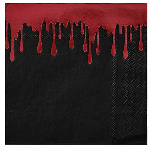 Ginger Ray Blood Splitter Papierservietten, Rot und Schwarz, 16 Stück