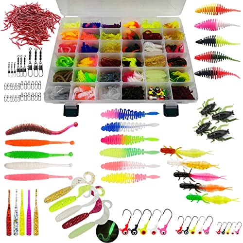 Njord Kalastus Mega Forellen Gummiköder Sortiment Box Komplettset | Perfektes Angel Geschenk für Angler | Gummi Forellen Köder und Barsch Köder Set | Angelköder Gummiwurm Barsch Set