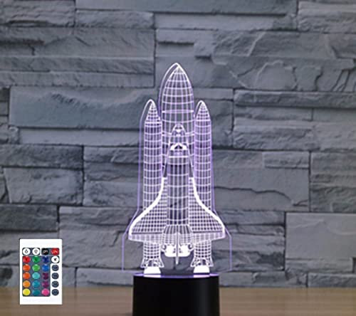 SUPERRUIDALONG 3D Raumschiff Fernbedienung 16 Farben Nachtlichter Illusion Acryl LED Tisch Nachttisch Lampe Kinder Schlafzimmer Schreibtisch Dekor Geburtstag Geschenke Spielzeug für Kinder