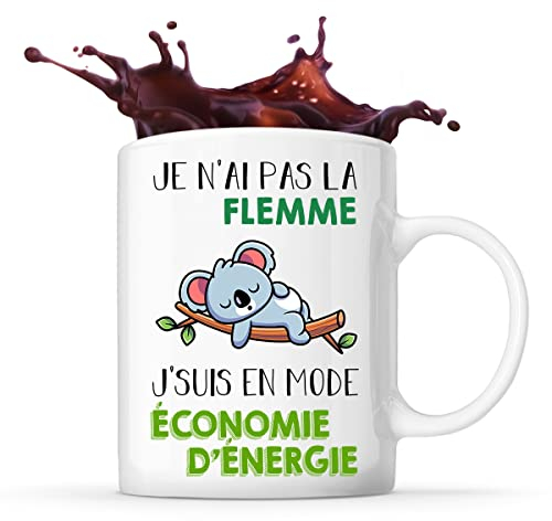 Mug Pas la Flemme Mode Économie Koala | Idée Tasse Cadeau Femme Homme Famille Pote Anniversaire Noël