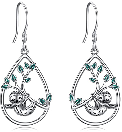 Faultier Ohrringe Sterling Silber Faultier Ohrhänger Niedlich Tier Faultier Schmuck Geschenke für Frauen