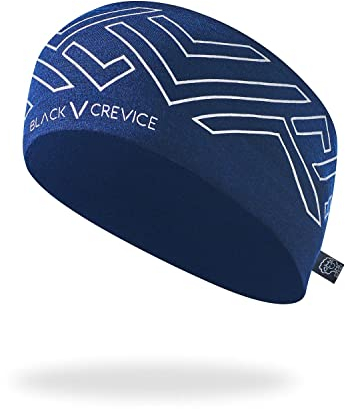 BLACK CREVICE Merino Headband I Stylisches One Size Stirnband I Unisex-Stirnband aus 70% Merino & 30% Polyester I Sport Stirnband I One Size Strick Stirnband I dunkelblau