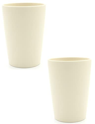 Magu 2 Nachhaltiger Biopolymer Becher (6 Farben) Farbe: naturweiß 100% Erdölfrei | Robust und Nachhaltig | Kunststoff Trinkbecher oder Zahnputzbecher | 2er Set weiß