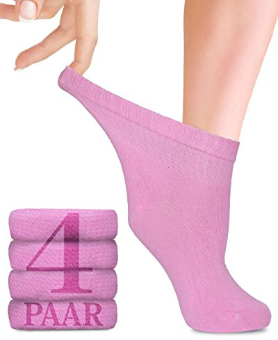 Diabetiker Socken mit Lycra für Damen: Knöchelhoch; für Business und Freizeit; für Schwangere und Senioren geeignet; 4 Paar