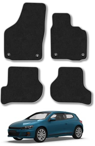 VW Scirocco (2009-2017) Carpet Car Mats | Grey Edge Trim Tailored Fit Floor Mats Full Coverage Protection Accessories Easy Clean Anti Slip Made in the UK