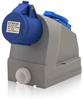 Intratec prise murale COMBO CEE 16A 230V IP44 3 pôles 6h bleu/gris, IEC60309, fiche ronde, usage industriel