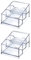 Ezydka 2 Packung Acryl Visitenkartenhalter, Acryl Visitenkarten Transparent, 3 Fächer Visitenkartenhalter, Klarer Visitenkartenhalter für Desktop Tidy Home Office Accessoires
