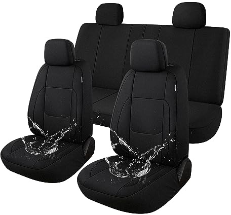 Pariitadin wasserdichte Autositzbezüge, komplettes Set, Neopren-Sitzbezüge für Autos, universelle Passform, Innenbezüge für die meisten Autos, Limousinen, Vans, LKWs, SUVs (schwarz)