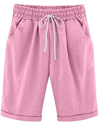 Kobilee Pantaloni Donna Estivi Leggeri Corsa Fitness Pantaloncini Palestra Elastico Tennis Eleganti Shorts Cotone con Tasche Pantaloncini Sportivi Comodi Bermuda Pantaloni Corti Running