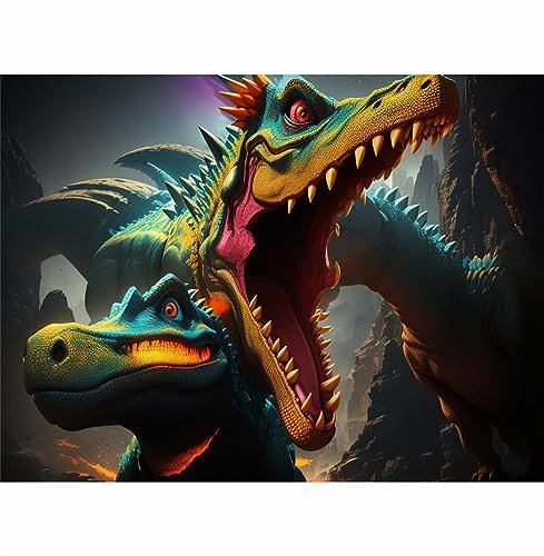 TWYYDP Jigsaw Puzzles 1500 Pieces for Adult,Big Mouth Dinosaur Wooden Puzzle,Release Stress and Solve Problems