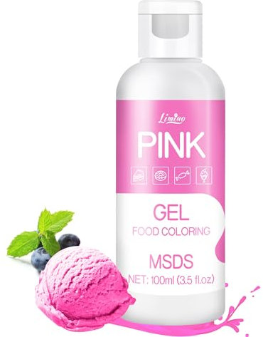 Lebensmittelfarbe Gel - 100ml Gel Lebensmittel Farben für Kuchen, Backen, Kekse, Macaron - Zuckerfrei Konzentrierte Farbe Food Coloring für Tortendeko, Getränken, Osterei, DIY Slime (Rosa)