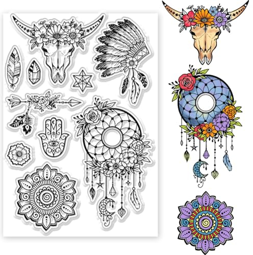 GLOBLELAND West Dreamcatcher Clear Stamps West Dreamcatcher Dekorative Clear Stamps Silikonstempel Für Kartenherstellung Und Fotoalbum Dekoration Und DIY Scrapbooking