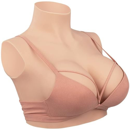 HUANQIN Fake Boobs, Breast Enlargement, Bra Inserts, False Breasts Cotton Filled Z Cup, Fake Breasts, Silicone Breast Plate Soft Breast Forms, Silicone Breastplate Realistic Breast Forms, Ivory