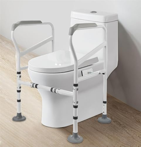 BAOCHADA Toilettenstütze Aufstehhilfe Toilette Stützhilfe für Toiletten, WC Toilettengestell mit Haltegriffe, Einstellbare Toilettensitzerhöhung WC Sicherheitsrahmen für Senioren, Behinderung(100KG)