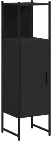 vidaXL Badschrank, Badezimmerschrank mit Stauraum, Midischrank Schrank für Badezimmer, Badmöbel, 33x33x120,5cm Schwarz Holzwerkstoff