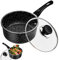 Bocguy Olla para Leche Con Revestimiento Antiadherente, 18 cm, Cacerola Con Mango y Tapa, Inducción, Negro, MFSNG-18