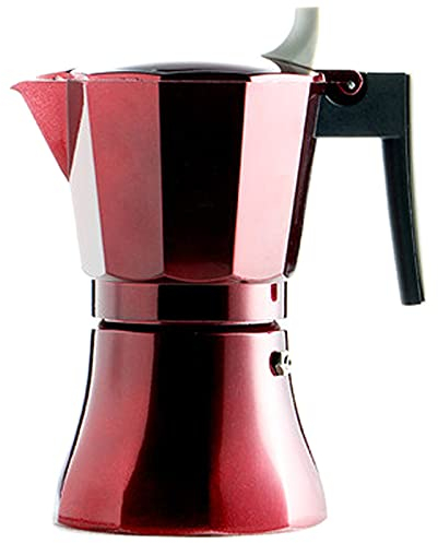 OQHAIR Fornello Moka Caffettiera in Alluminio Stile Italiano per cappuccini Lattes Adatto per l'uso su fornelli a Gas elettrici e da Campeggio Rosso