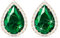 Linawe Emerald Green Imitation Diamond Cubic Zirconia Earrings Studs, Rose Gold Stud Earrings Women, Teardrop Rhinestone Crystal Formal Earring Set, Wedding Bridal Bridesmaid Jewellery