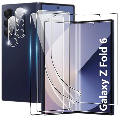 Tieeyivv Protection écran Compatible avec Samsung Galaxy Z Fold 6 5G Verre Trempé Film + Caméra Arrière Verre Trempé Protecteur Sans Bulles d'air Ultra Résistant HD Transparent Dureté 9H Glass