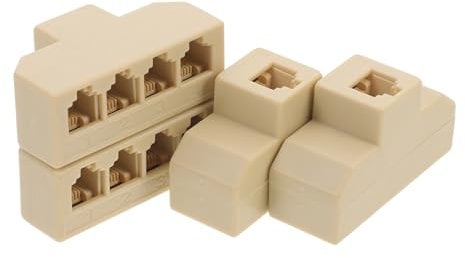 Housoutil Vierfach Festnetz Splitteradapter 4 Stück aus Abs mit Einfacher Installation für Telefonapparate zu Hause und Büro in Elegantem Beige