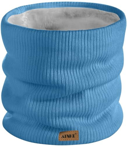 ATNKE Winter Warm Halsschlauch Verdicken Sie Winddichte Schals Staub Gesichts Maske Ski Doppel Lagen Fleece Gefüttert Strick Schal Geschenke für Männer und Frauen/Magnolia Blue